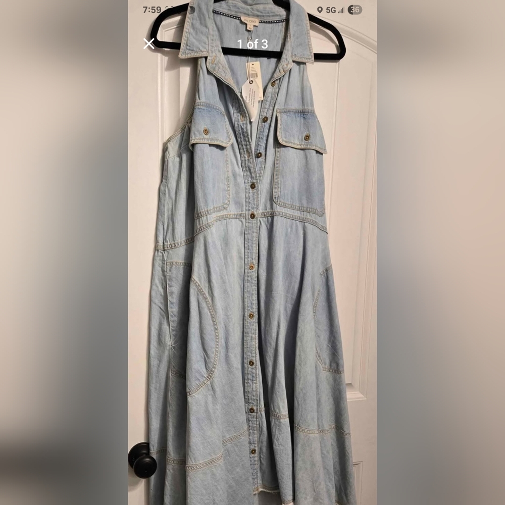 Anthropologie Light Blue Denim Button-Up DRESS